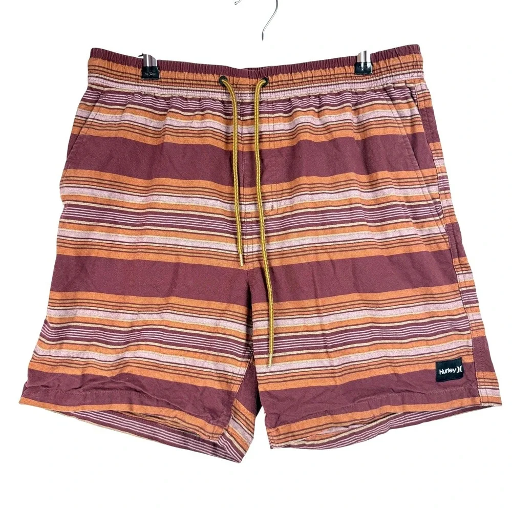 Hurley Shorts Mens Medium‎ Striped Cotton Surf Skate Beach Boho Retro
